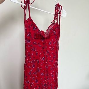 Rat & Boa Red mini dress with purple flowers